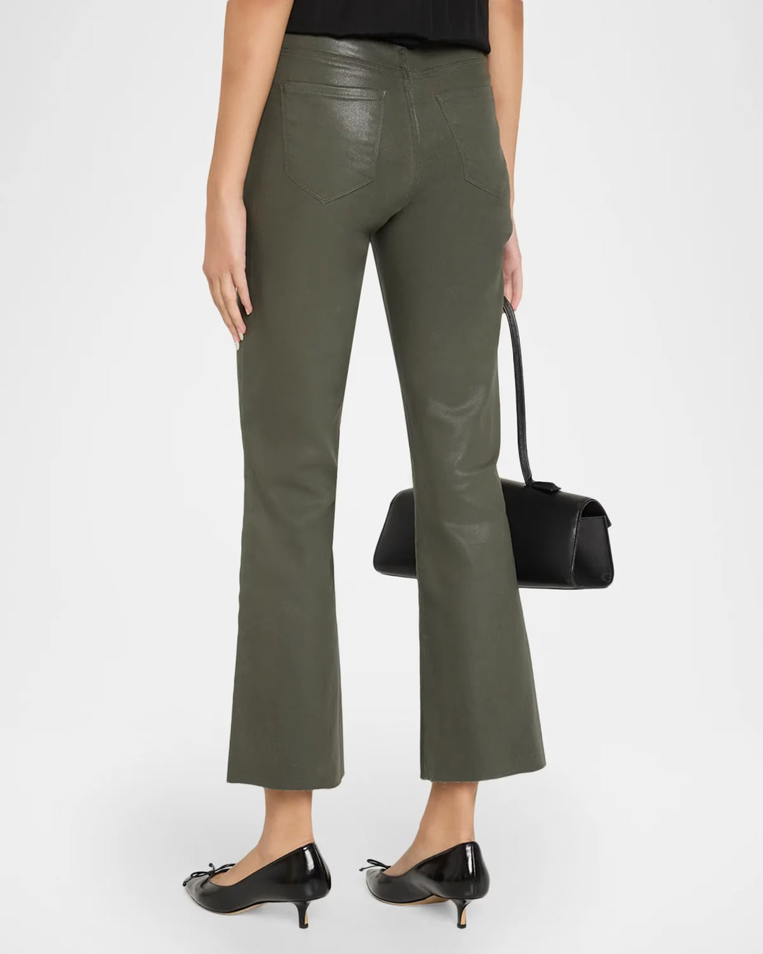 Kendra High-Rise Coated Crop Flare Jeans