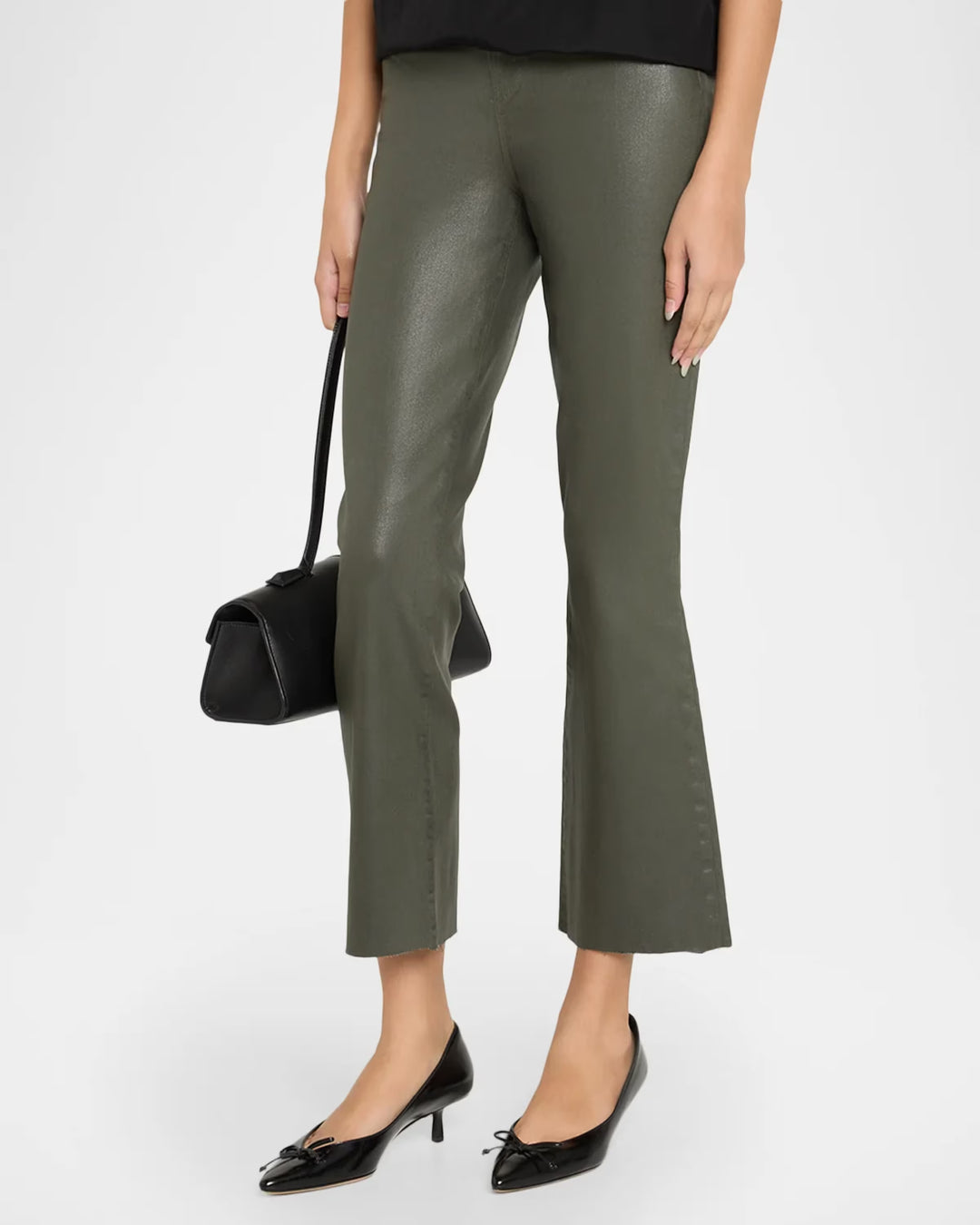 Kendra High-Rise Coated Crop Flare Jeans