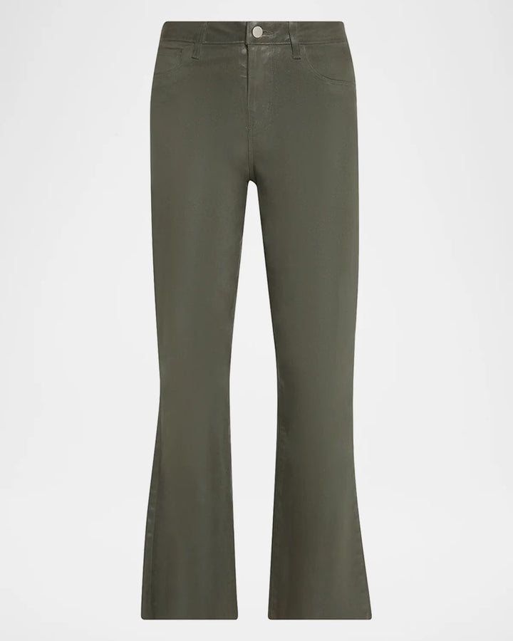 Kendra High-Rise Coated Crop Flare Jeans