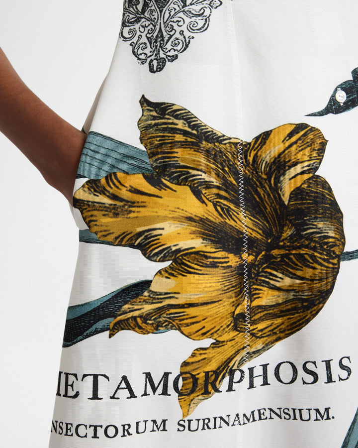 Floral-Print Cotton Faille Midi Dress - White Multi