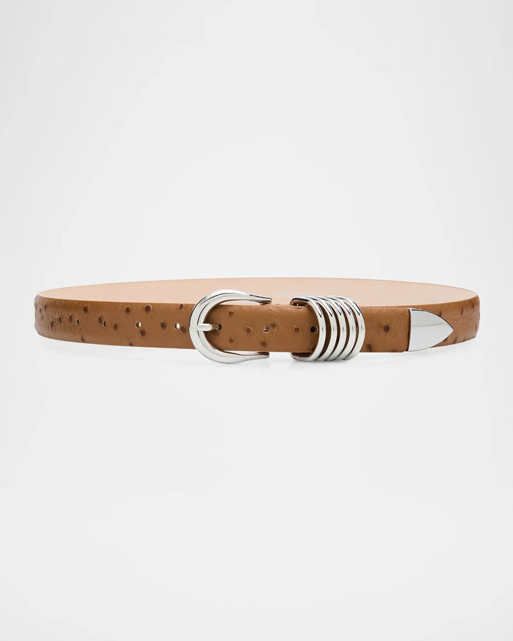 Hollyhock Ostrich Belt  - Camel