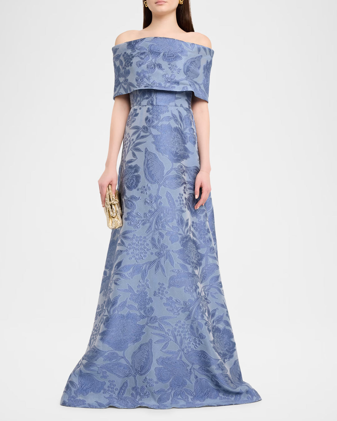 Floral Fil Coupé Gown - Medium Blue