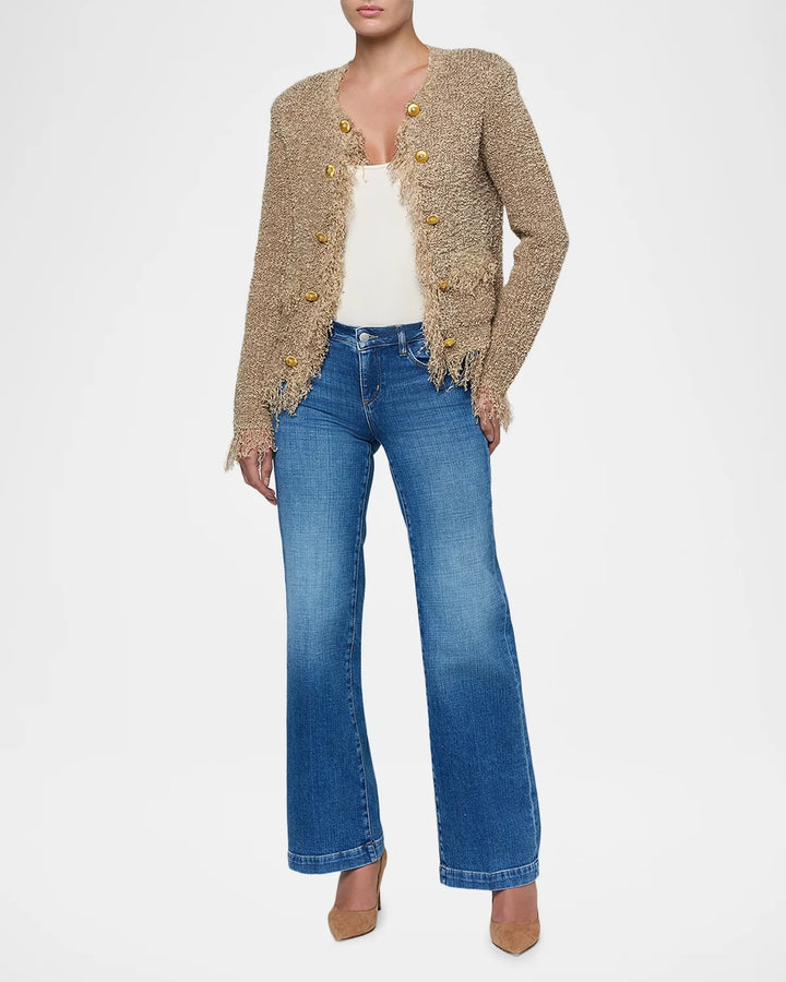 Mireille Fringe Trim Cardigan - Camel