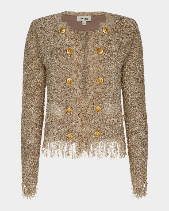 Mireille Fringe Trim Cardigan - Camel