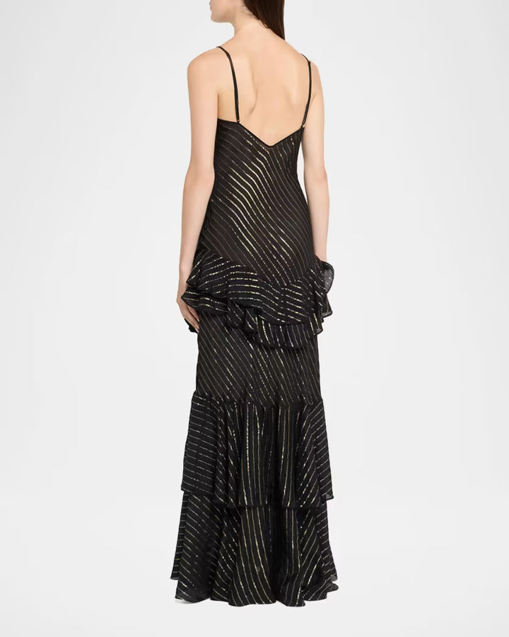 Silk Reinterpretation Maxi Dress - Black Multi