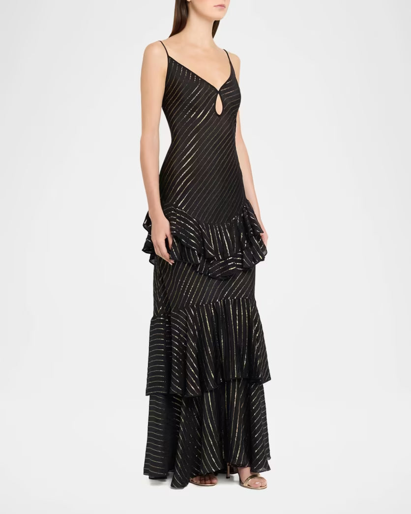 Silk Reinterpretation Maxi Dress - Black Multi