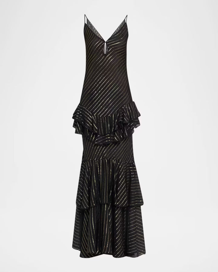 Silk Reinterpretation Maxi Dress - Black Multi