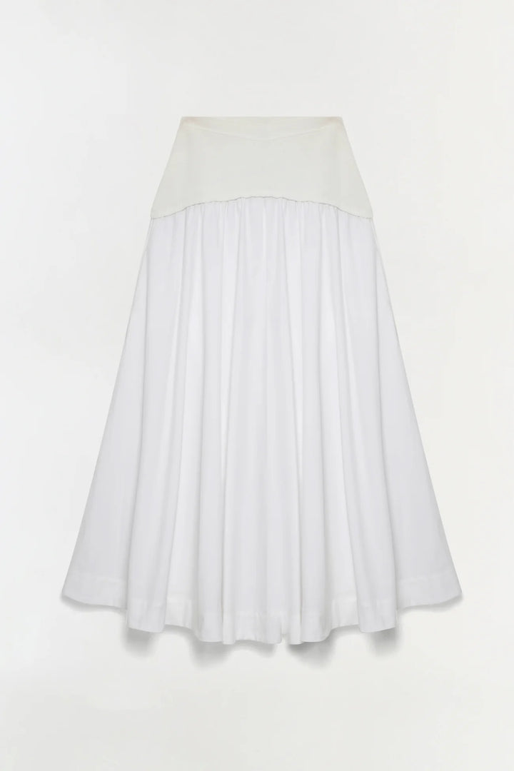 Ovie Knit Cotton Midi Skirt - White