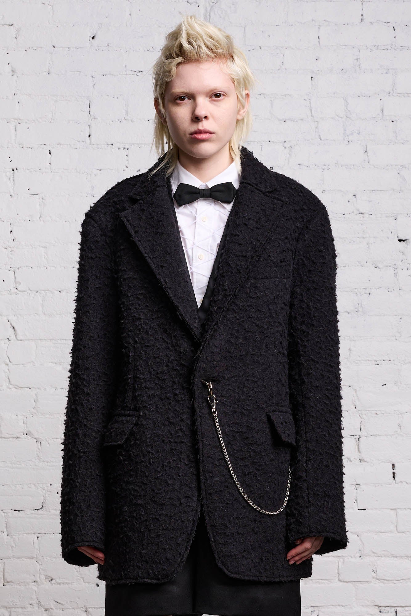 Raw Cut Ragged Blazer - Black Wool