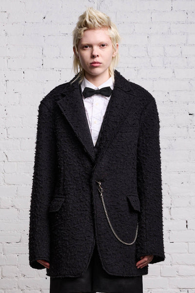 Raw Cut Ragged Blazer - Black Wool