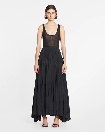 LONG PLEATED SKIRT - Black