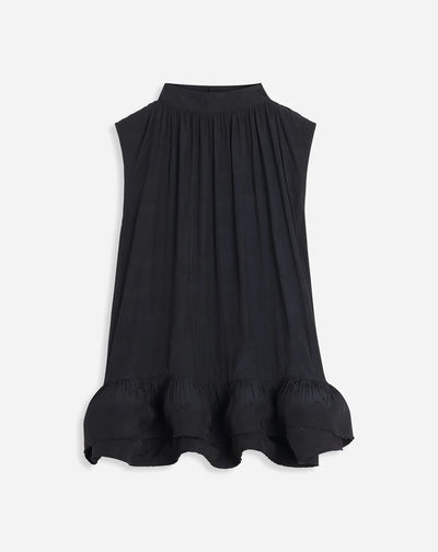 SLEEVELESS JACQUARD CHARMEUSE TOP - Black