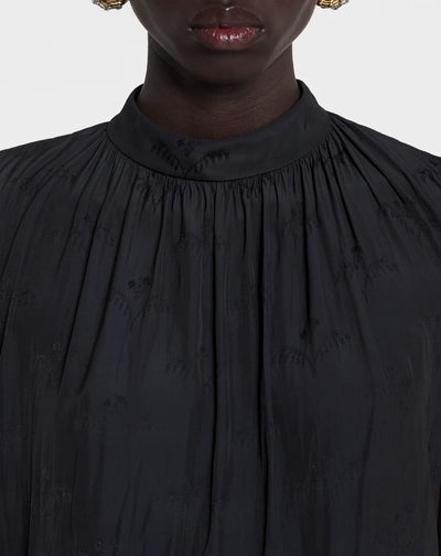 SLEEVELESS JACQUARD CHARMEUSE TOP - Black