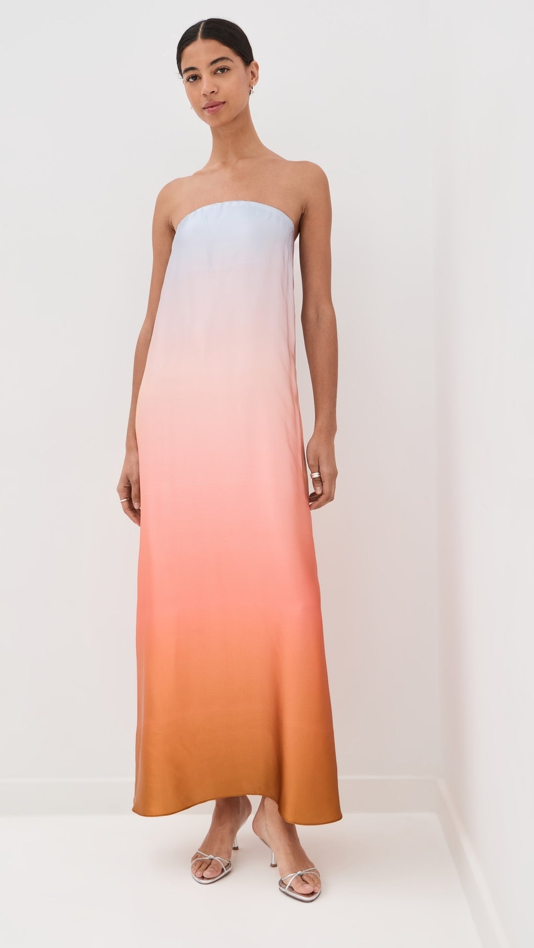 Arden Strapless Silk Ombre Maxi Dress - Pink Multi