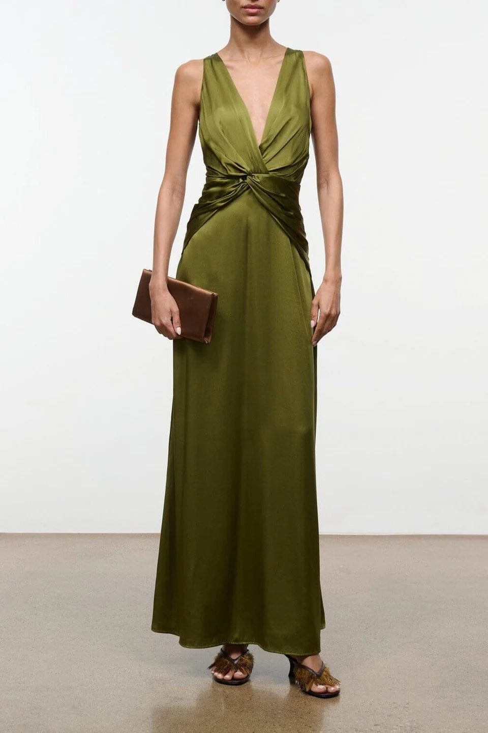 Selene Silk Dress - Kelly Green