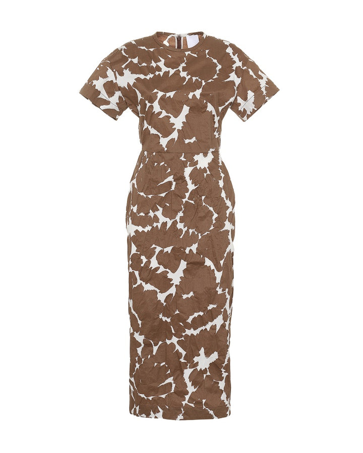 Short sleeved dress - Brown Print