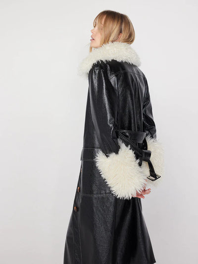 Simone Black Vinyl Coat