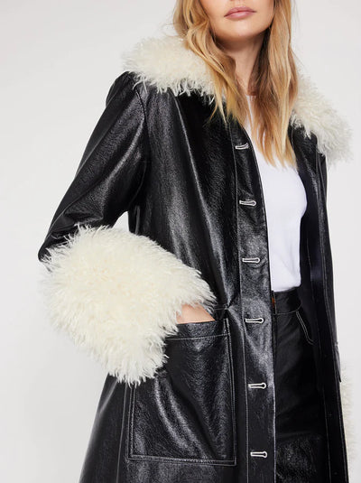 Simone Black Vinyl Coat