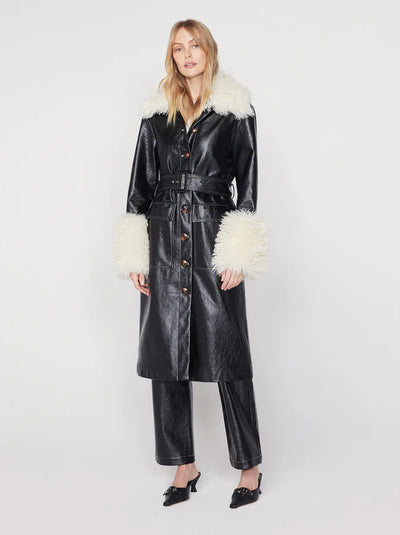 Simone Black Vinyl Coat