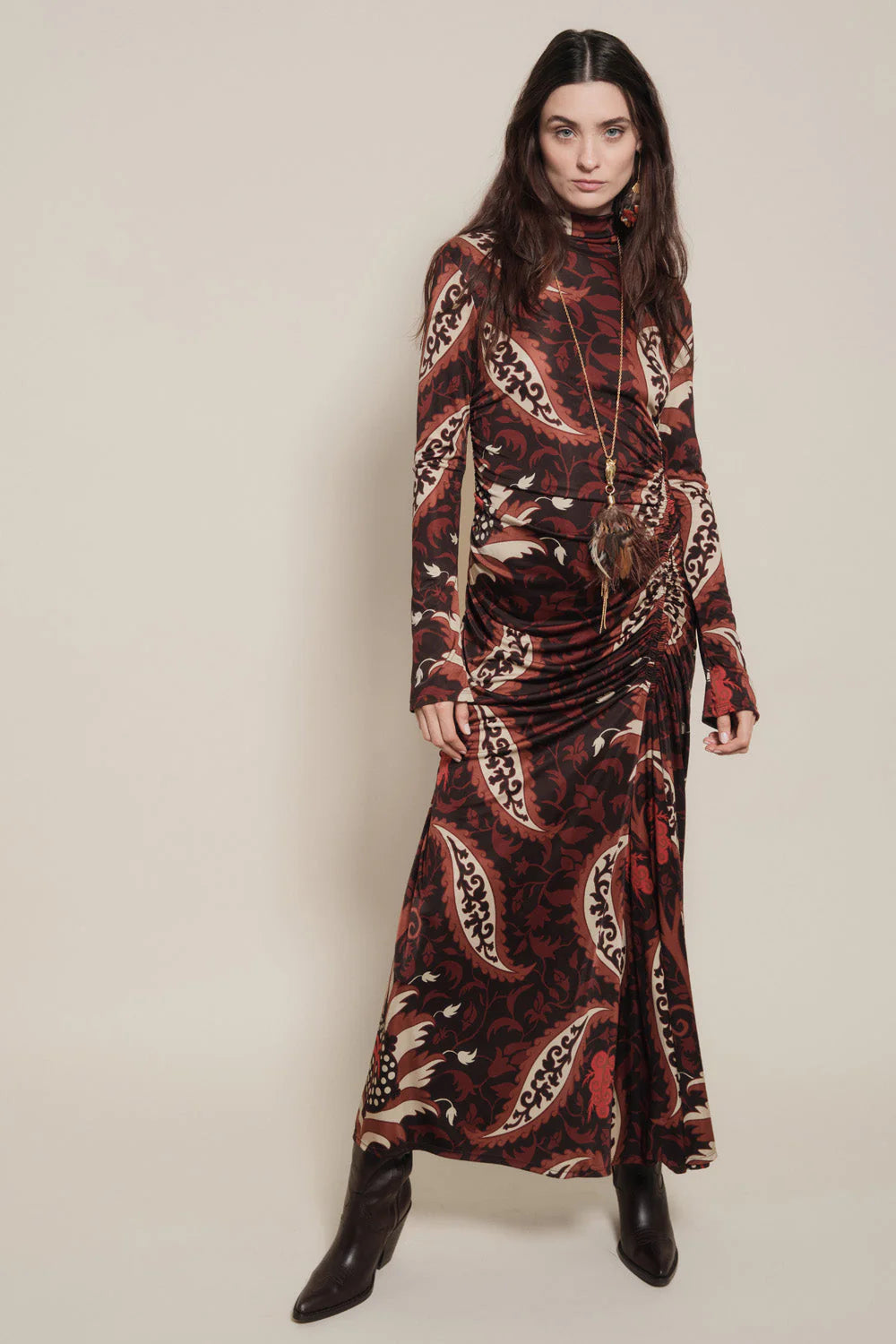 Start Point Dress - Black/Mocca/Sand/Red