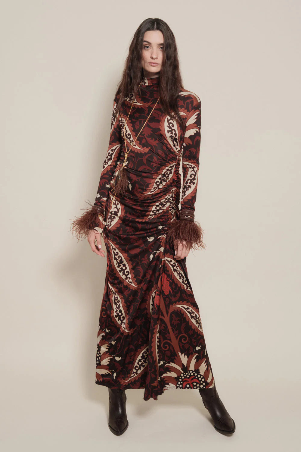 Start Point Dress - Black/Mocca/Sand/Red