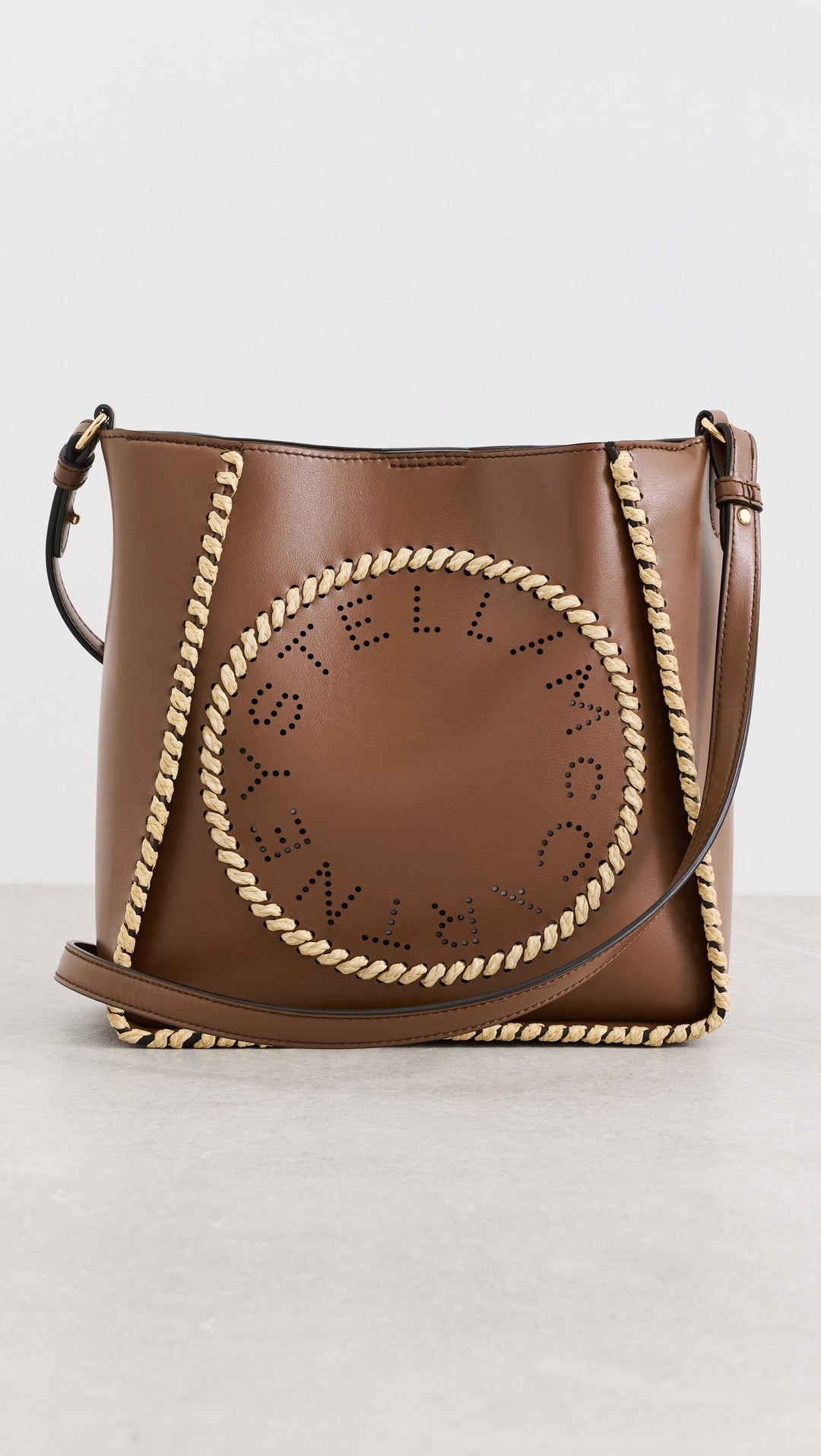 Raffia Trim Crossbody Bag - Tan