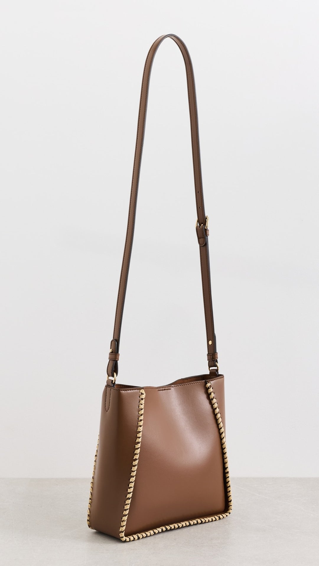 Raffia Trim Crossbody Bag - Tan