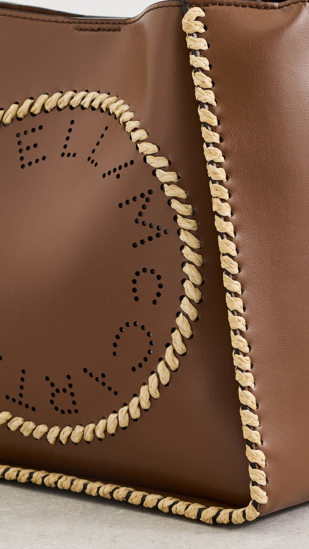 Raffia Trim Crossbody Bag - Tan