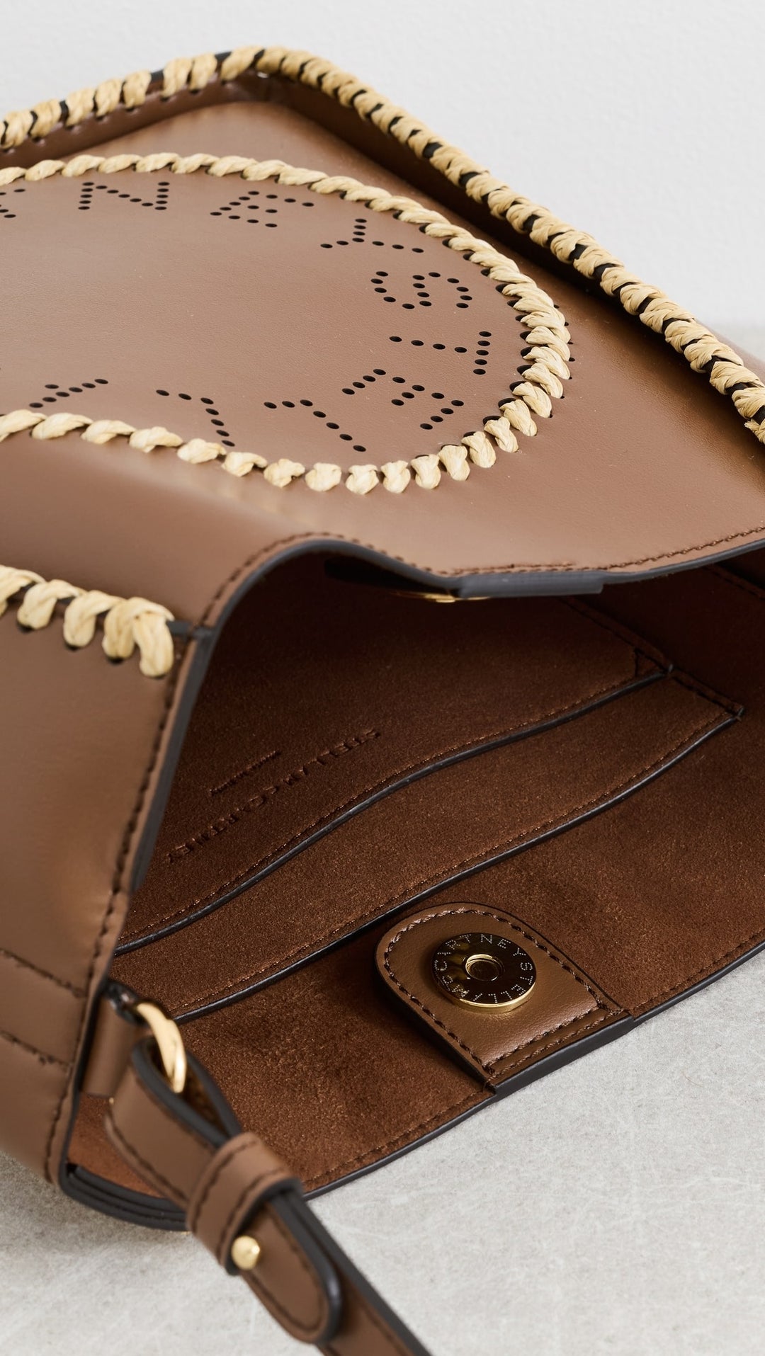 Raffia Trim Crossbody Bag - Tan