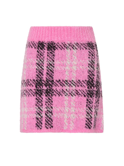 Susan Pink Check Boucle Knit Mini Skirt