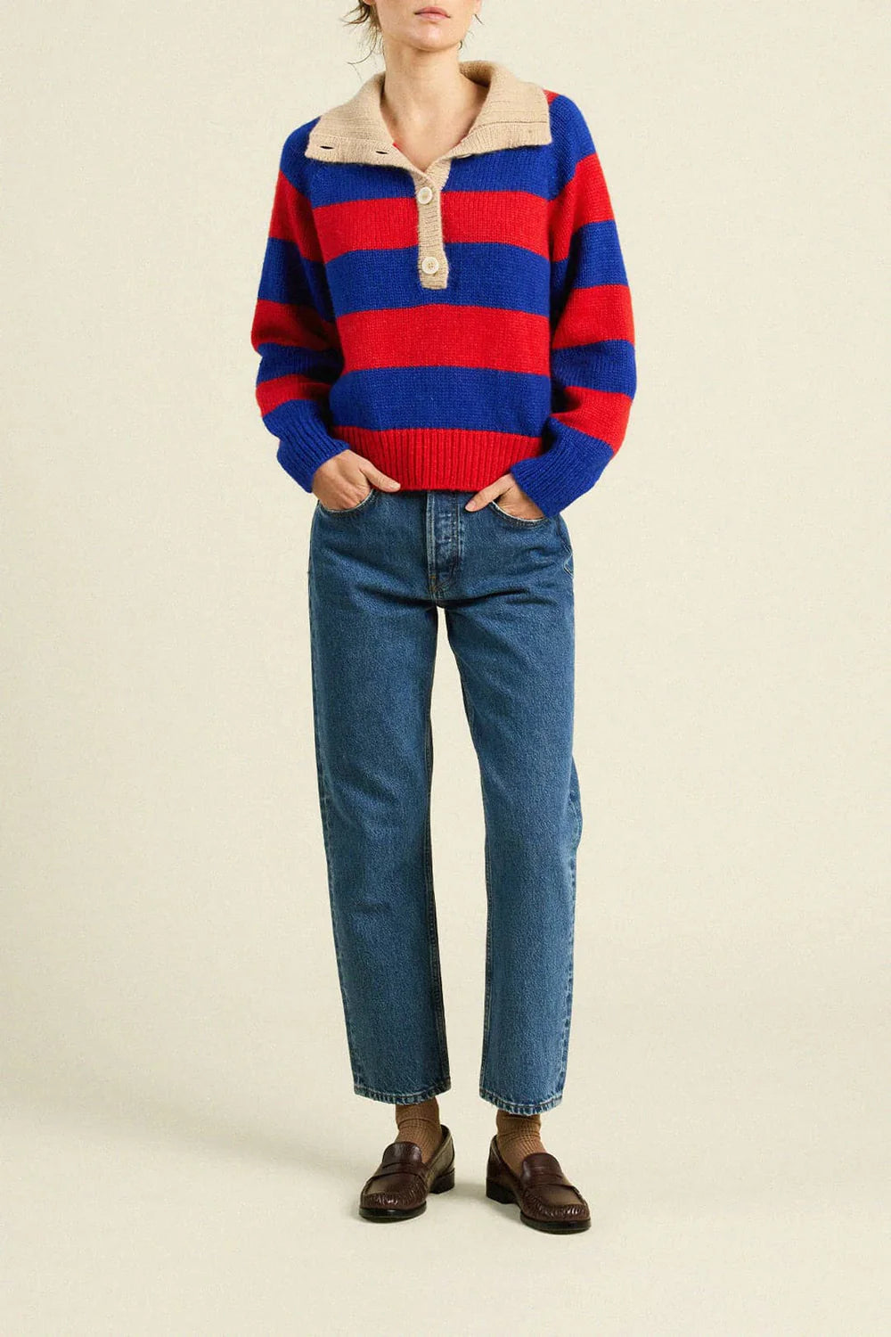 Juneau Sweater - Red/Blue Stripe