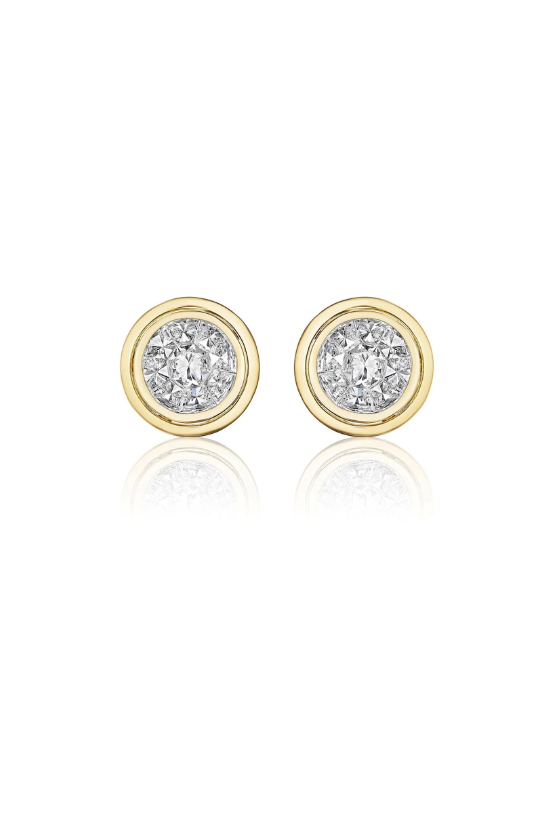 Beveled Round Illusion Stud Earrings
