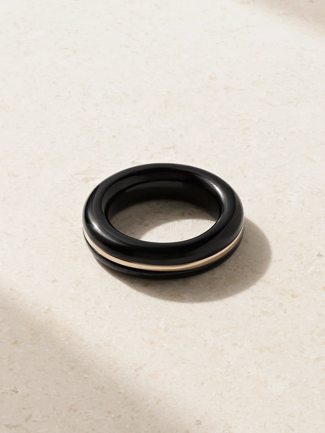Stacking 14-karat recycled gold onyx ring
