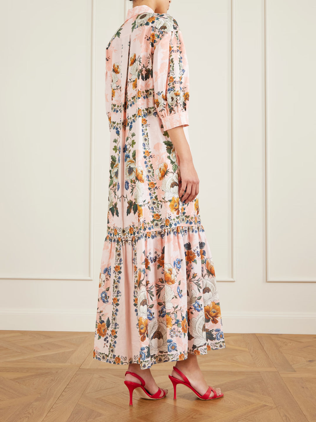 Bianca belted printed midi dress - Pink Multi