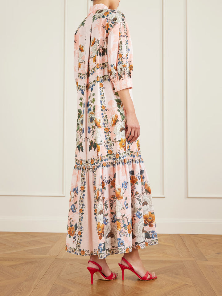 Bianca belted printed midi dress - Pink Multi