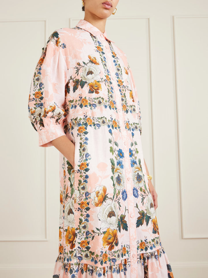 Bianca belted printed midi dress - Pink Multi