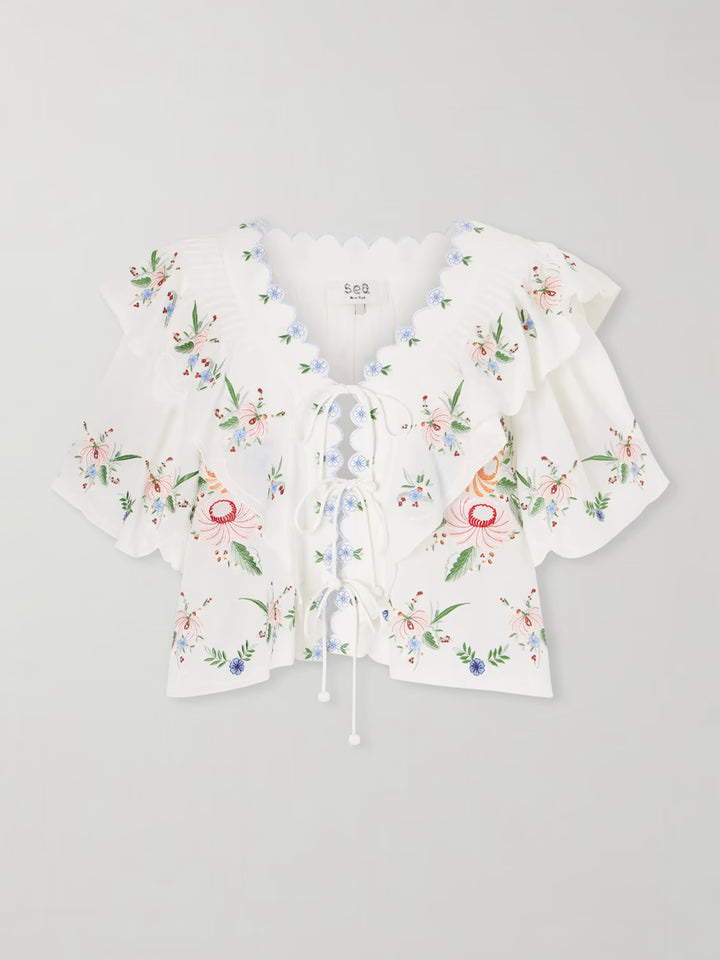 Serafina Embroidery Top - Cream
