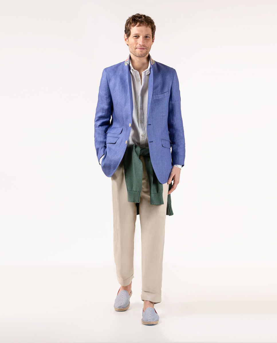 Linen Blazer - Blue