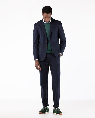 Cotton Herringbone Blazer - Navy