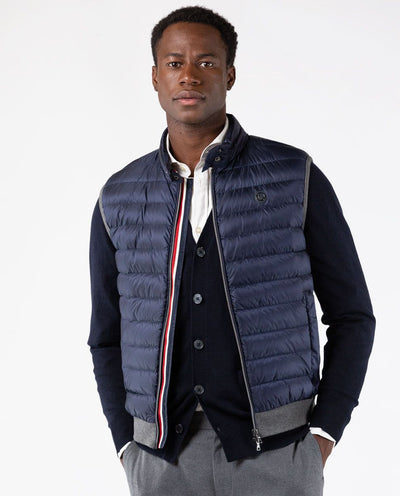 icon puffer vest with knitted back - navy
