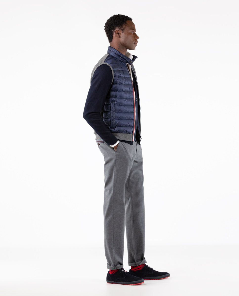 icon puffer vest with knitted back - navy