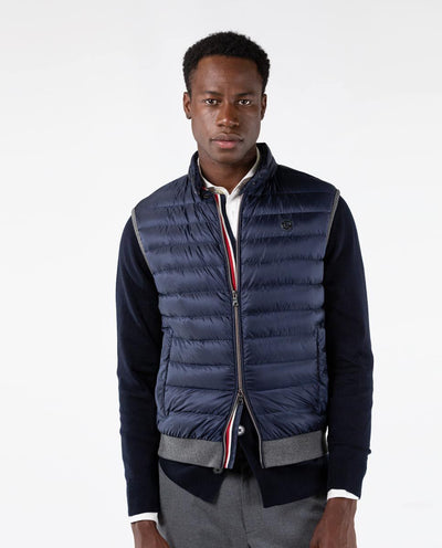 icon puffer vest with knitted back - navy