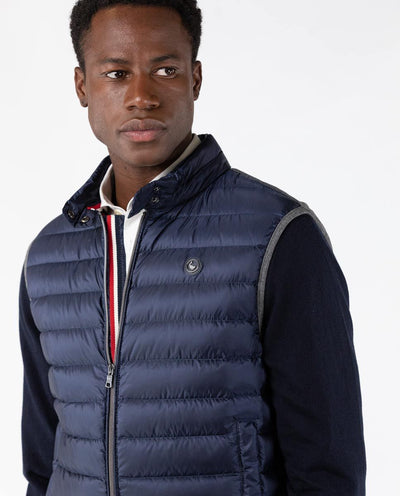 icon puffer vest with knitted back - navy