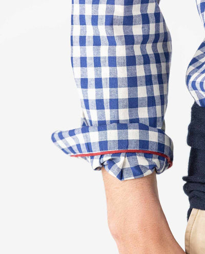 GINGHAM SHIRT - navy
