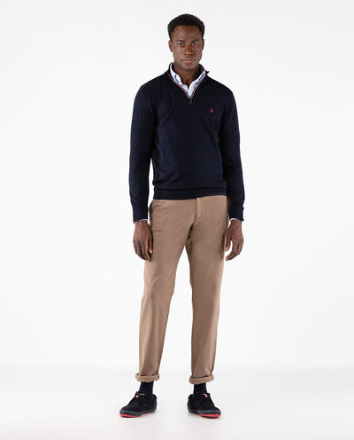 ZIP UP SWEATER -navy