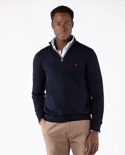 ZIP UP SWEATER -navy