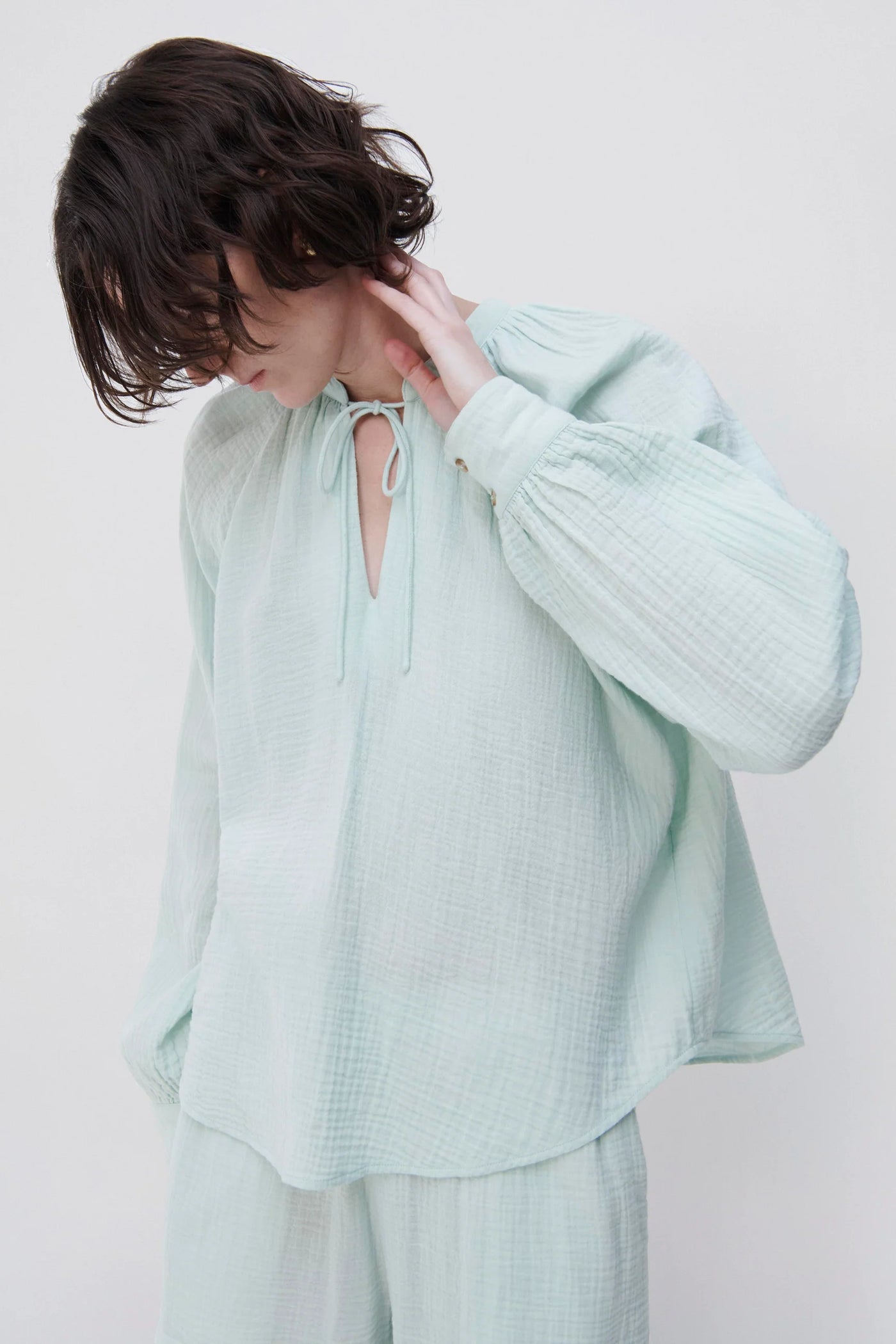 ANNEKA ORGANIC COTTON COVERUP TOP - Seafoam