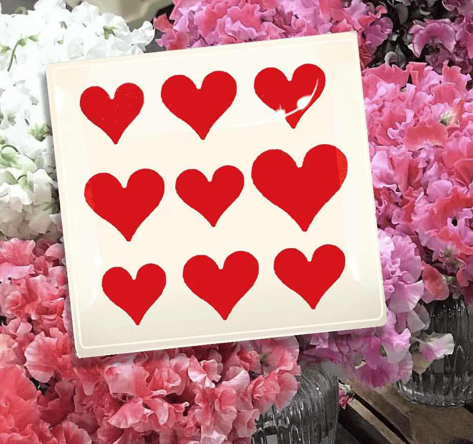 Nine Of Hearts Decoupage Glass Tray