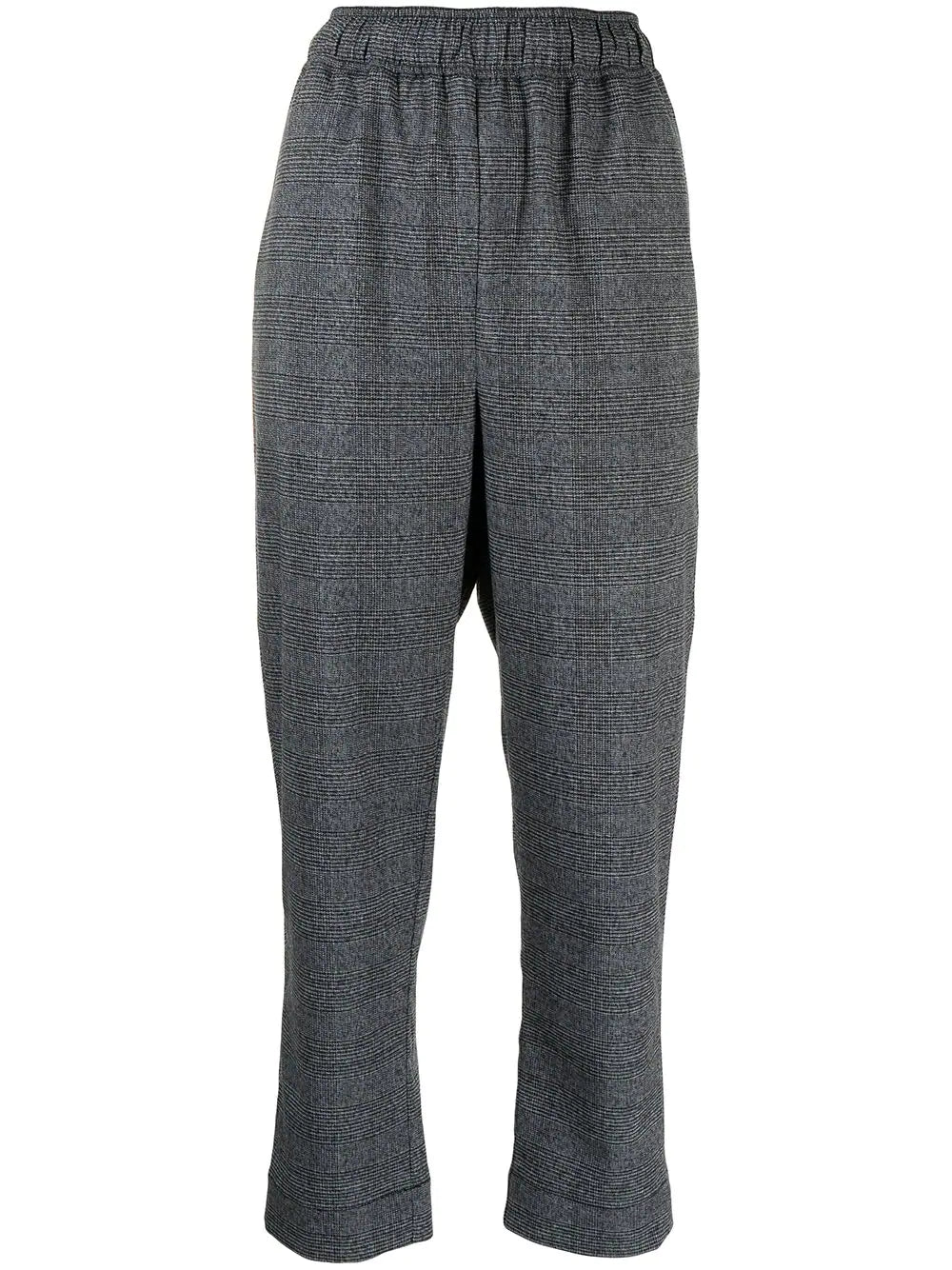 Check-pattern Cropped Trousers - Charcoal Grey