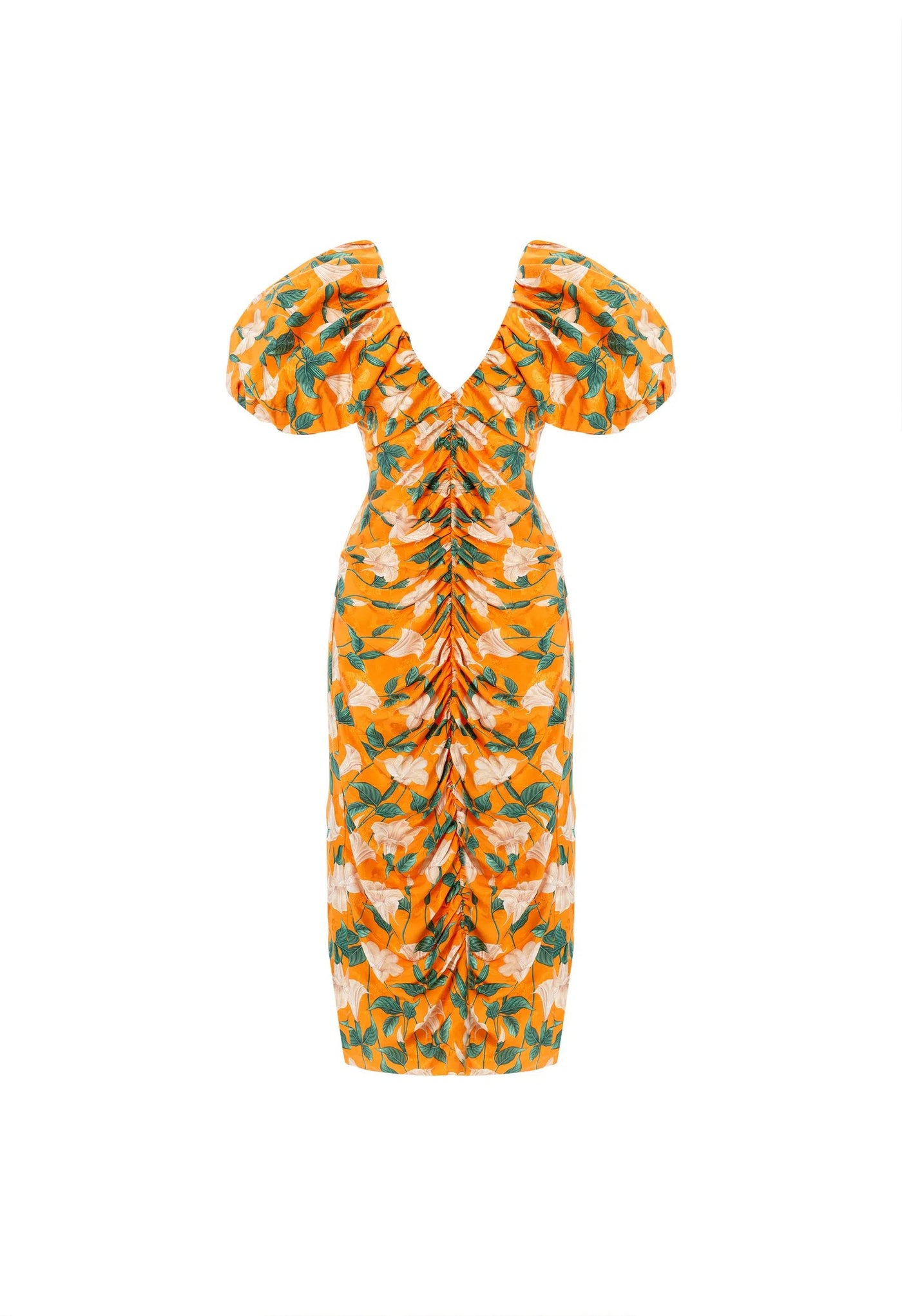 CAMELIA SABANERO DORADO VISCOSE JACQUARD MIDI DRESS